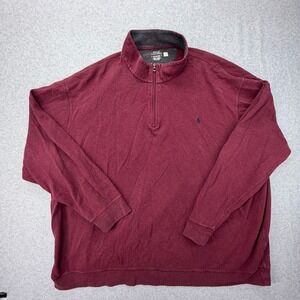Polo Ralph Lauren Mens 5XLT Quarter Zip Pullover Burgundy Red Big & Tall Fleece